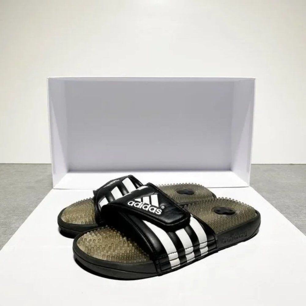 Adidas Black & White‎ Slides Slippers Size 4